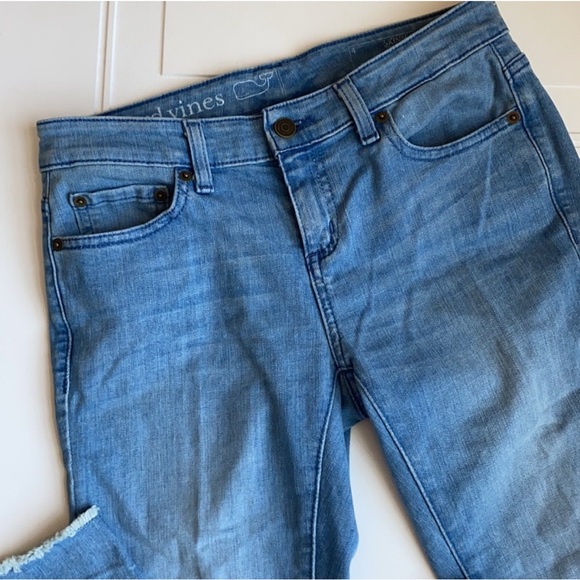 Vineyard Vines Furling Wash Raw Hem Skinny Denim Jeans Size 4 - Picture 3 of 8
